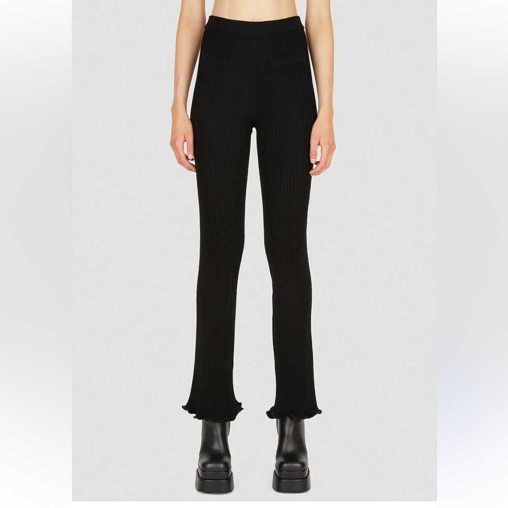 Paco Rabanne Ribbed Knit Flared Trousers in black - Picture 2 of 16